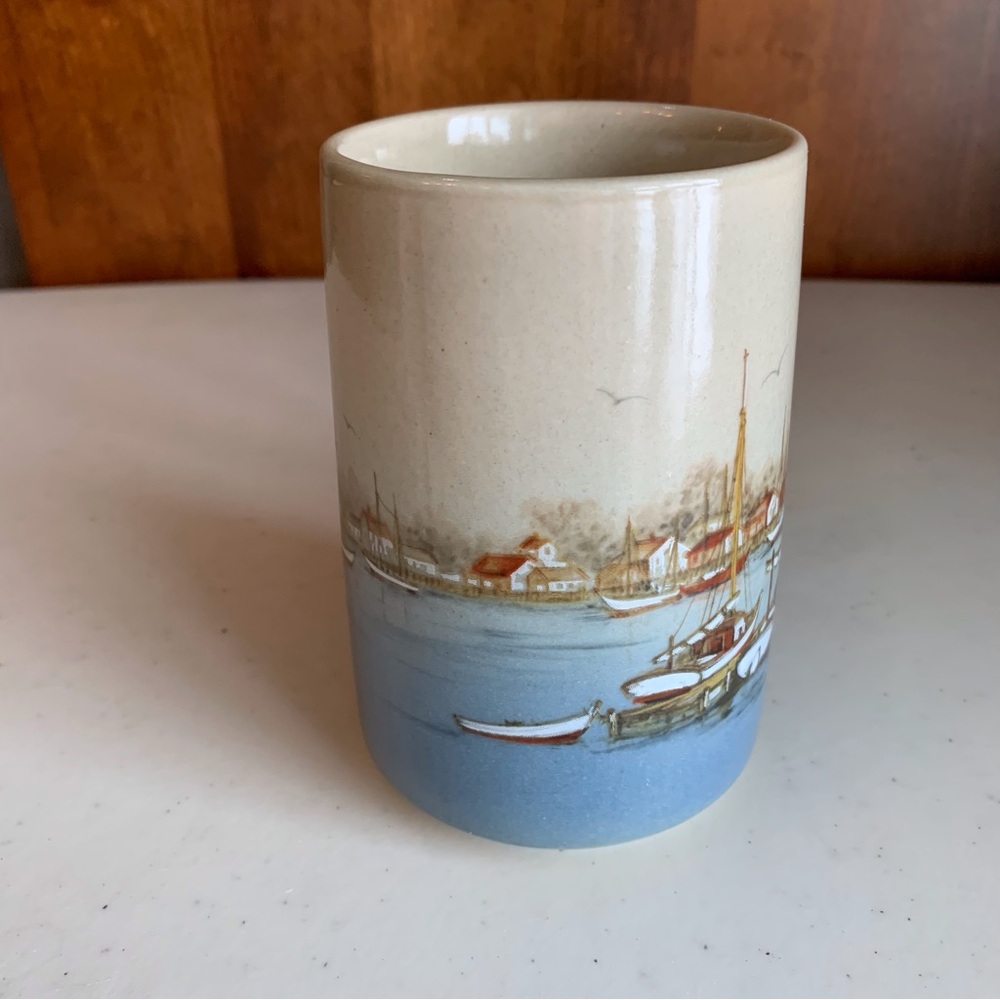 Vintage Otagiri Japan Sail Boats Harbor Sea Gulls Nautical Coffee Mug 4” - Picture 2 of 7